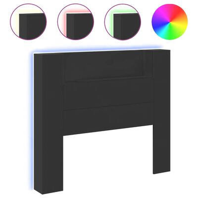 vidaXL Headboard Cabinet with LED Black 120x16.5x103.5 cm