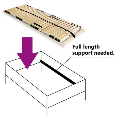 vidaXL Slatted Bed Base without Mattress with 28 Slats 7 Zones 90x200 cm