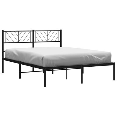 vidaXL Metal Bed Frame without Mattress with Headboard Black 120x190 cm Small Double