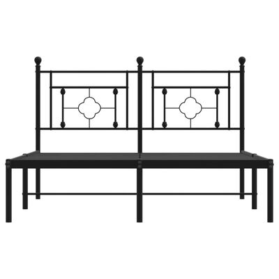 vidaXL Metal Bed Frame without Mattress with Headboard Black 140x190 cm