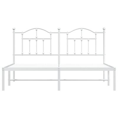 vidaXL Metal Bed Frame without Mattress with Headboard White 180x200 cm Super King