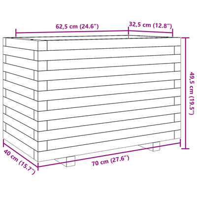 vidaXL Garden Planter 70x40x49.5 cm Impregnated Wood Pine