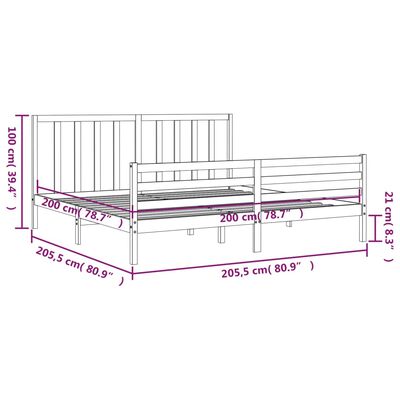 vidaXL Bed Frame without Mattress Grey 200x200 cm Solid Wood Pine