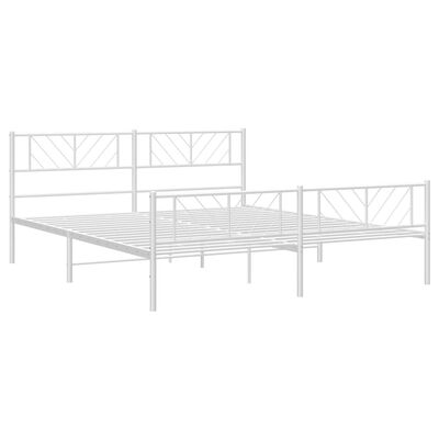 vidaXL Metal Bed Frame without Mattress with Footboard White 183x213 cm