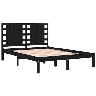 vidaXL Bed Frame without Mattress Black 180x200 cm Super King Solid Wood