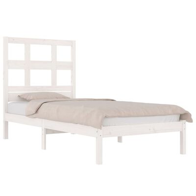 vidaXL Bed Frame without Mattress White 75x190 cm Small Single Solid Wood Pine