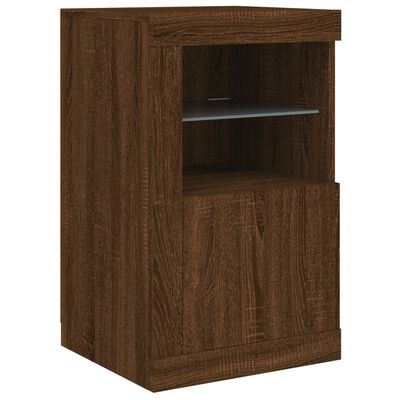 vidaXL Side Cabinet with LED Lights Brown Oak Engineered Wood