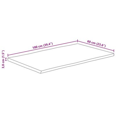 vidaXL Table Top 100x60x3.8 cm Live Edge Solid Wood Mango