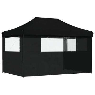 vidaXL Foldable Party Tent Pop-Up with 3 Sidewalls Black