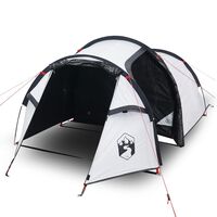 vidaXL Camping Tent Tunnel 3-Person White Blackout Fabric Waterproof