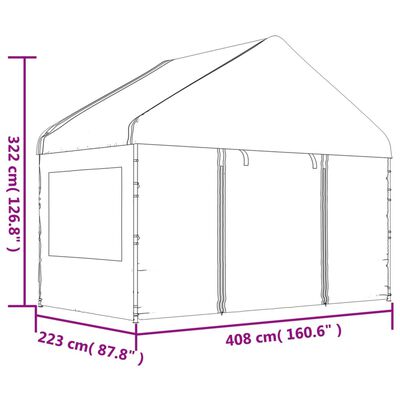 vidaXL Gazebo with Roof White 13.38x4.08x3.22 m Polyethylene