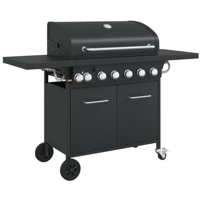 vidaXL Gas BBQ Grill with 7 Burners Black Powder-coated Steel