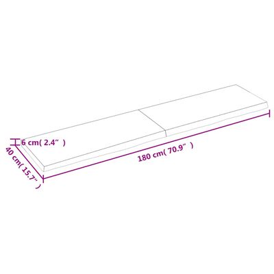 vidaXL Bathroom Countertop 180x40x(2-6) cm Untreated Solid Wood