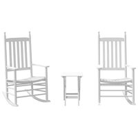 vidaXL Rocking Chairs 2pcs with Foldable Table White Solid Wood Poplar