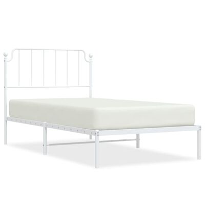 vidaXL Metal Bed Frame without Mattress with Headboard White 100x190 cm