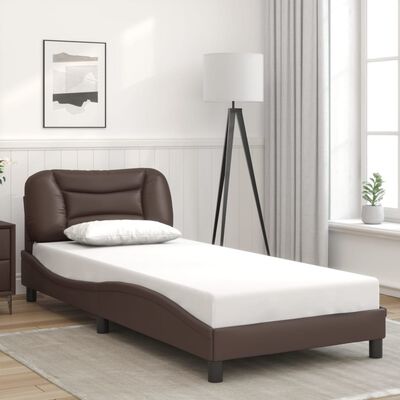 vidaXL Bed Frame with LED without Mattress Brown 90x190 cm Single