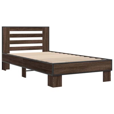 vidaXL Bed Frame without Mattress Brown Oak 75x190 cm Small Single