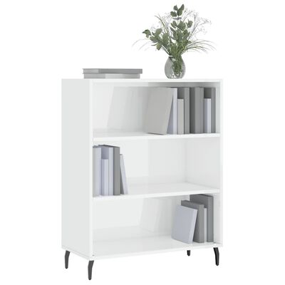 vidaxL Shelf Cabinet High Gloss White 69.5x32.5x90 cm Engineered Wood