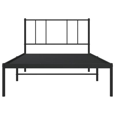 vidaXL Metal Bed Frame without Mattress with Headboard Black 100x200 cm