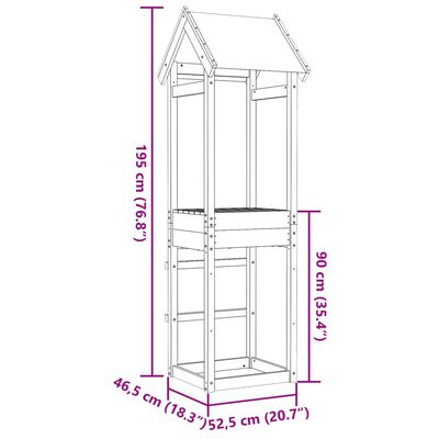 vidaXL Play Tower 52.5x46.5x195 cm Solid Wood Pine