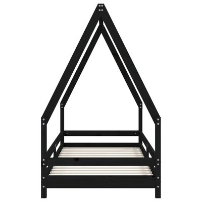 vidaXL Kids Bed Frame Black 80x200 cm Solid Wood Pine