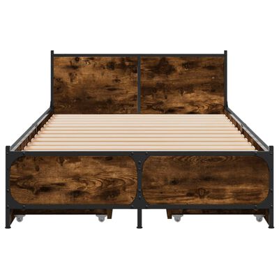 vidaXL Bed Frame with Drawers without Mattress Smoked Oak 100x200 cm