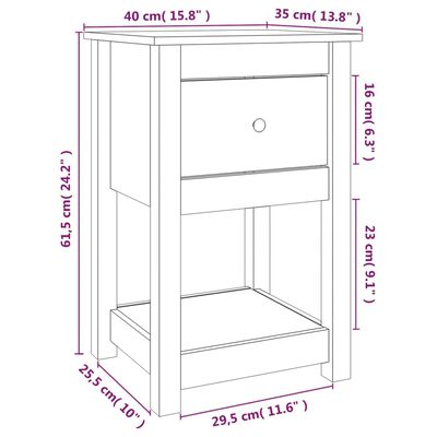 vidaXL Bedside Cabinet Honey Brown 40x35x61.5 cm Solid Wood Pine