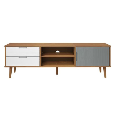 vidaXL TV Cabinet MOLDE Brown 158x40x49 cm Solid Wood Pine