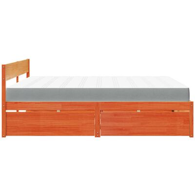 vidaXL Bed with Drawers and Mattress Wax Brown 180x200 cm Super King Solid Wood Pine