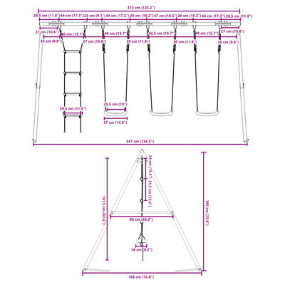 vidaXL Outdoor Swing Set with Swings and Ladder