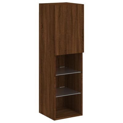 vidaXL TV Cabinet with LED Lights Brown Oak 30.5x30x102 cm