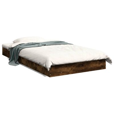 vidaXL Bed Frame without Mattress Smoked Oak 90x190 cm Single Engineered Wood