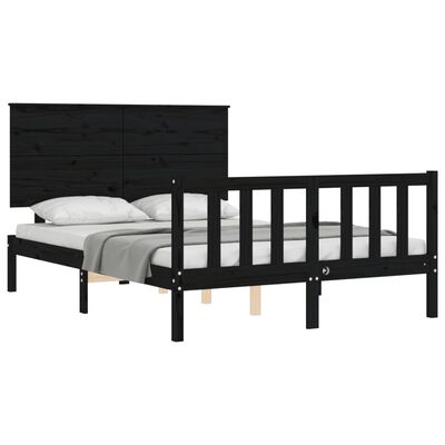 vidaXL Bed Frame without Mattress Black 140x200 cm Solid Wood Pine