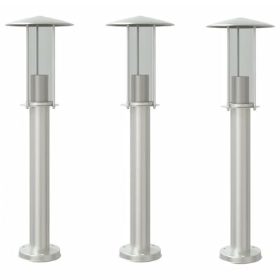 vidaXL Outdoor Floor Lamps 3pcs Silver 60 cm Stainless Steel