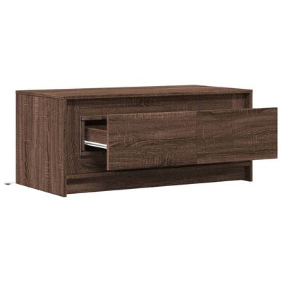 vidaXL Coffee Table with LED Lights Brown Oak Engineered Wood