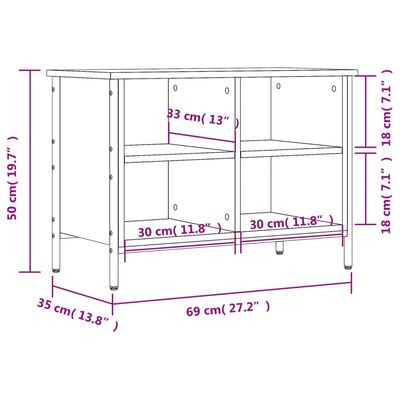 vidaXL Shoe Cabinet Black 69x35x50 cm Engineered Wood