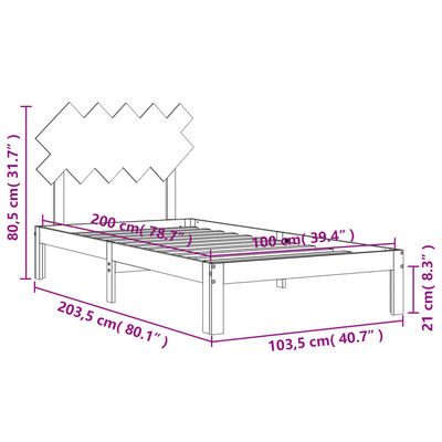 vidaXL Bed Frame without Mattress White 100x200 cm Solid Wood Pine