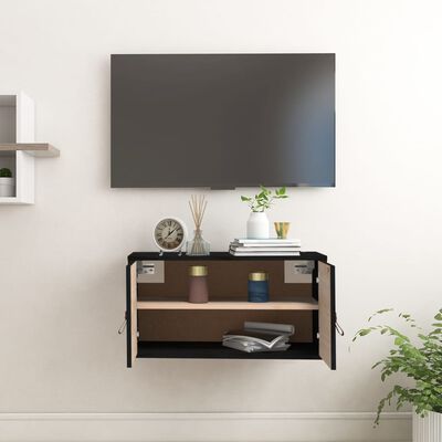 vidaXL Wall Cabinet Black 60x30x30 cm Solid Wood Pine