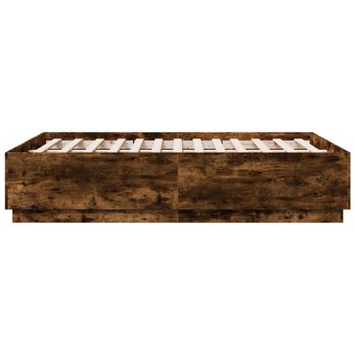 vidaXL Bed Frame with LED without Mattress Smoked Oak 120x190 cm Small Double