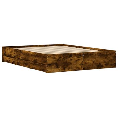 vidaXL Bed Frame with Drawers without Mattress Smoked Oak 140x200 cm