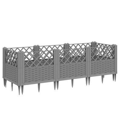 vidaXL Garden Planter with Pegs Light Grey 123.5x43.5x43.5 cm PP