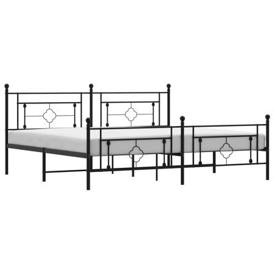 vidaXL Metal Bed Frame without Mattress with Footboard Black 200x200 cm