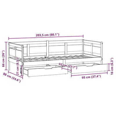 vidaXL Daybed with Drawers without Mattress White 80x200 cm Solid Wood