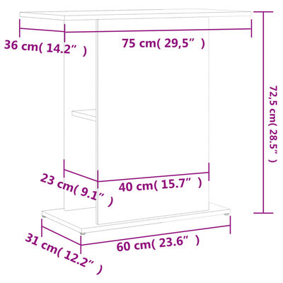 vidaXL Aquarium Stand Brown Oak 75x36x72.5 cm Engineered Wood