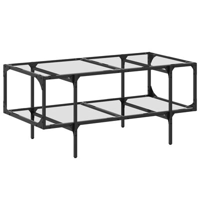 vidaXL Coffee Table with Transparent Glass Top 98.5x50x45 cm Steel