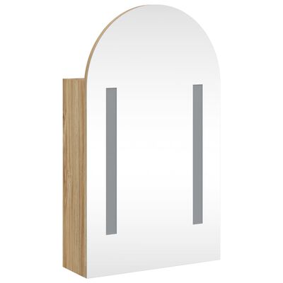 vidaXL Bathroom Mirror Cabinet with LED Light Arched Oak 42x13x70 cm