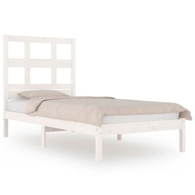 vidaXL Bed Frame without Mattress White 75x190 cm Small Single Solid Wood Pine