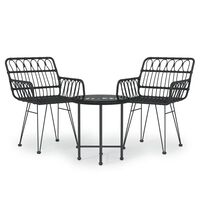 vidaXL 3 Piece Garden Dining Set Black Poly Rattan