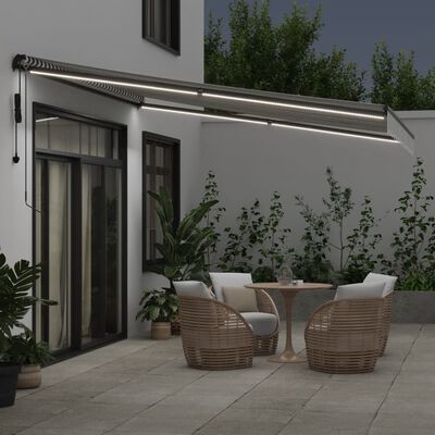 vidaXL Automatic Retractable Awning with LEDs Anthracite&White 400x350 cm