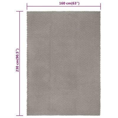 vidaXL Rug Rectangular Grey 160x230 cm Cotton